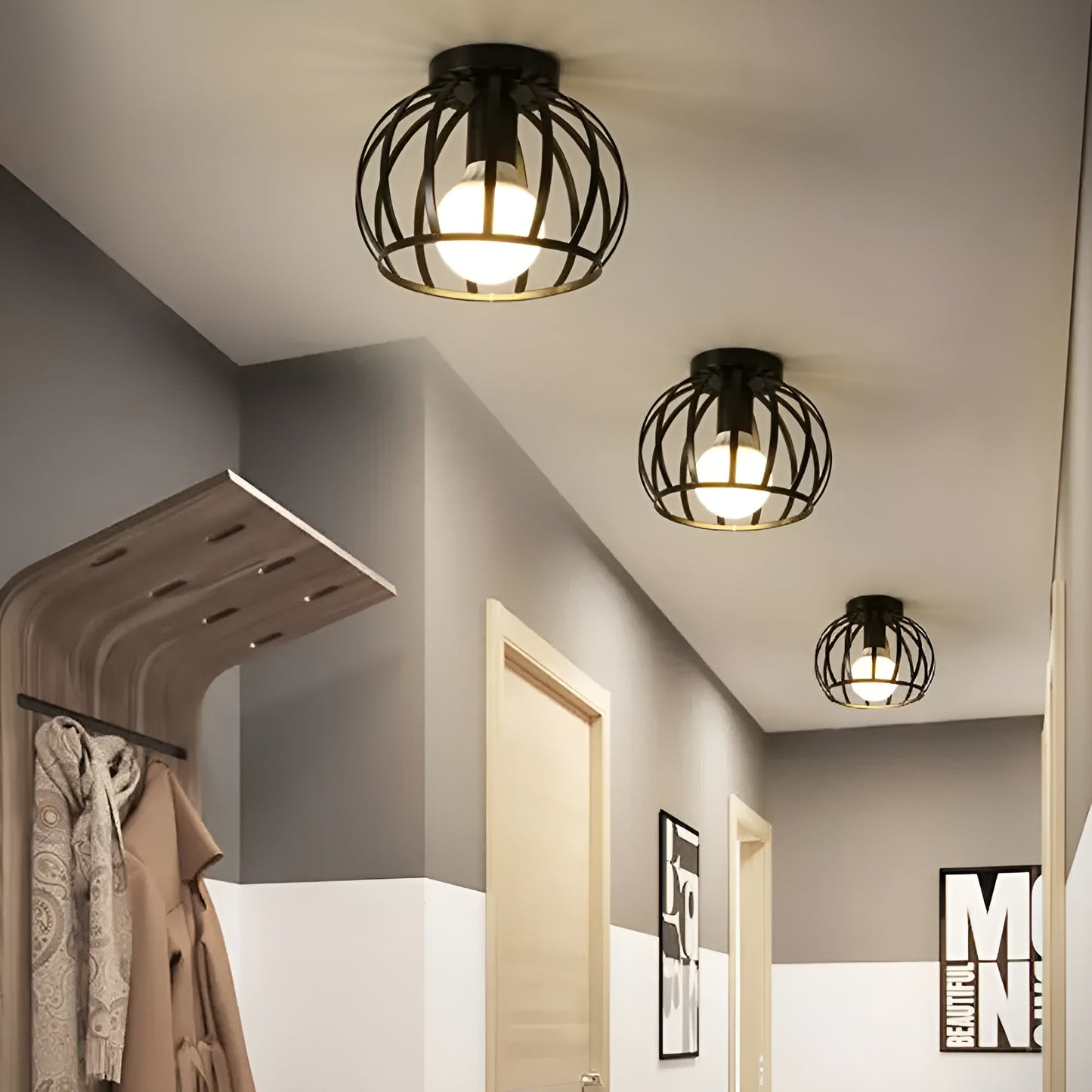 GangpadSchijn | Geometrische Plafondlamp in Zwart Metaal