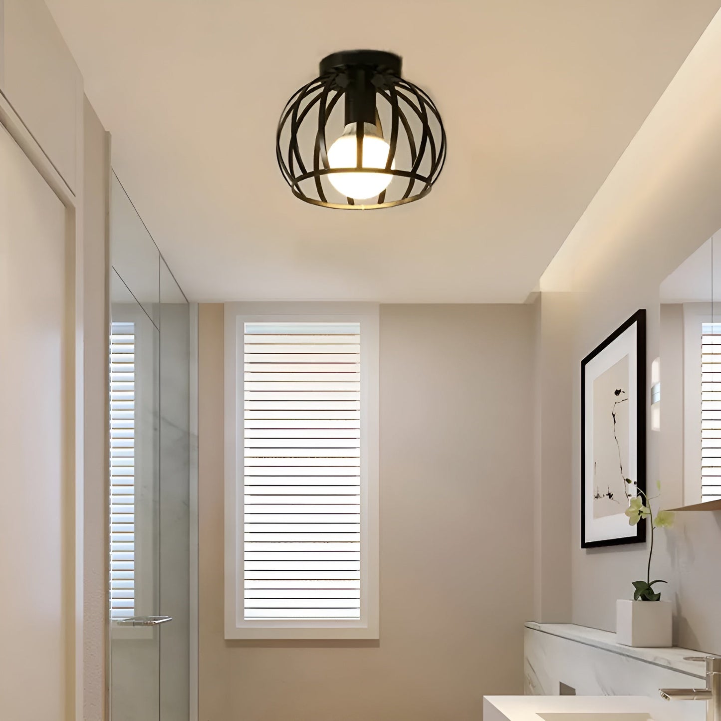 GangpadSchijn | Geometrische Plafondlamp in Zwart Metaal