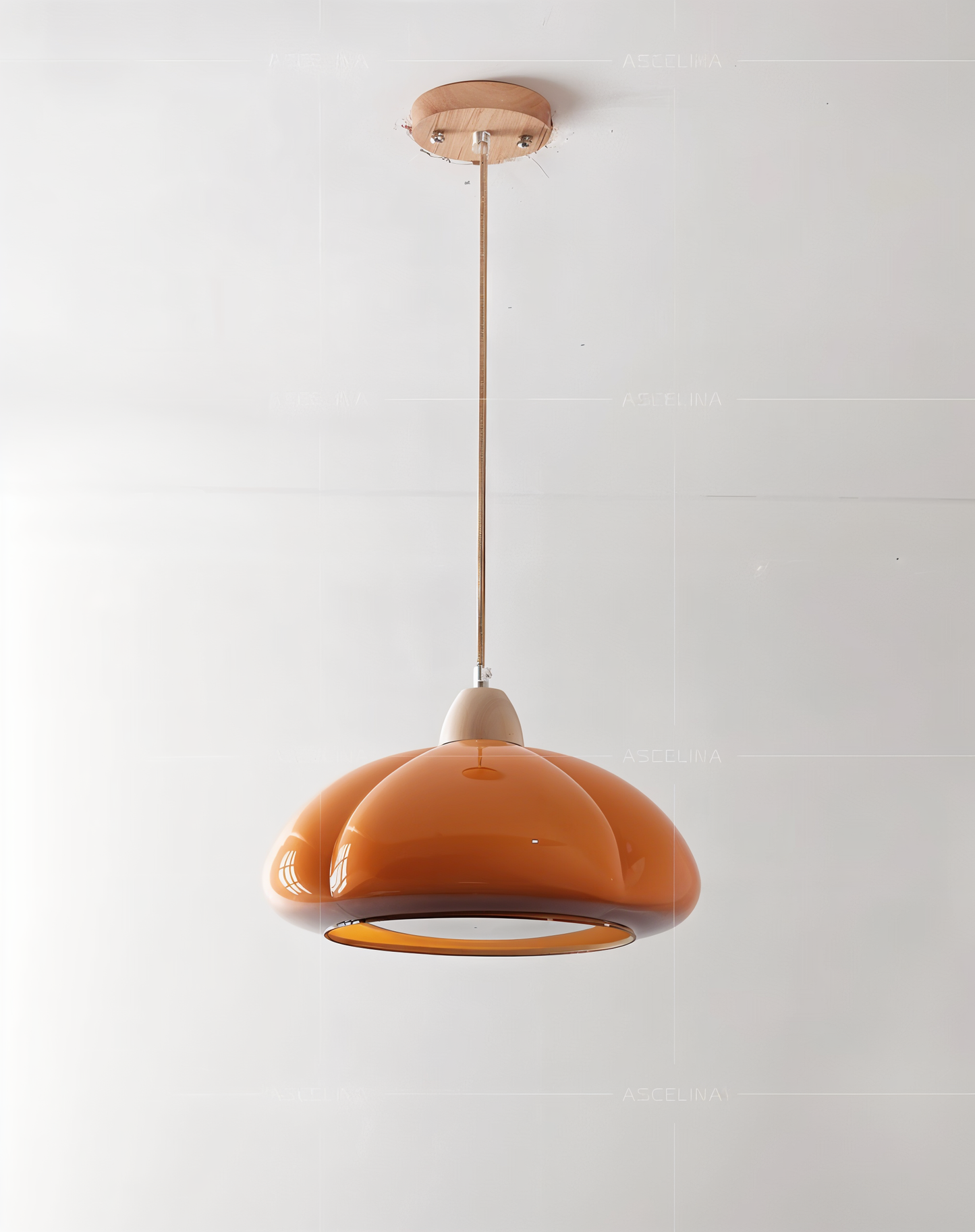 Gourmelle | Suspension Citrouille Rétro en Verre et Bois – Style Nordique Naturel
