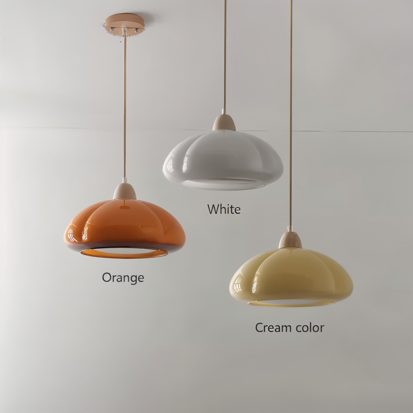 Gourmelle | Suspension Citrouille Rétro en Verre et Bois – Style Nordique Naturel