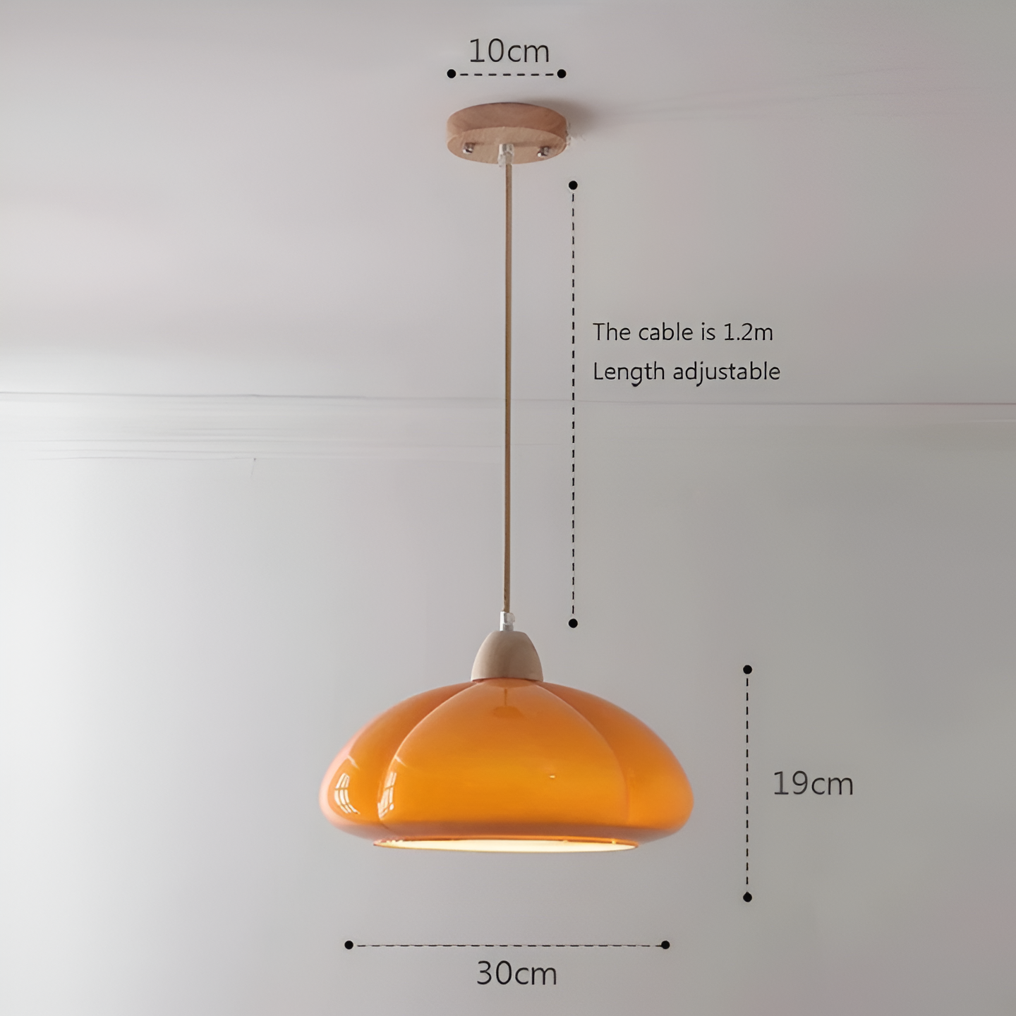 Gourmelle | Suspension Citrouille Rétro en Verre et Bois – Style Nordique Naturel