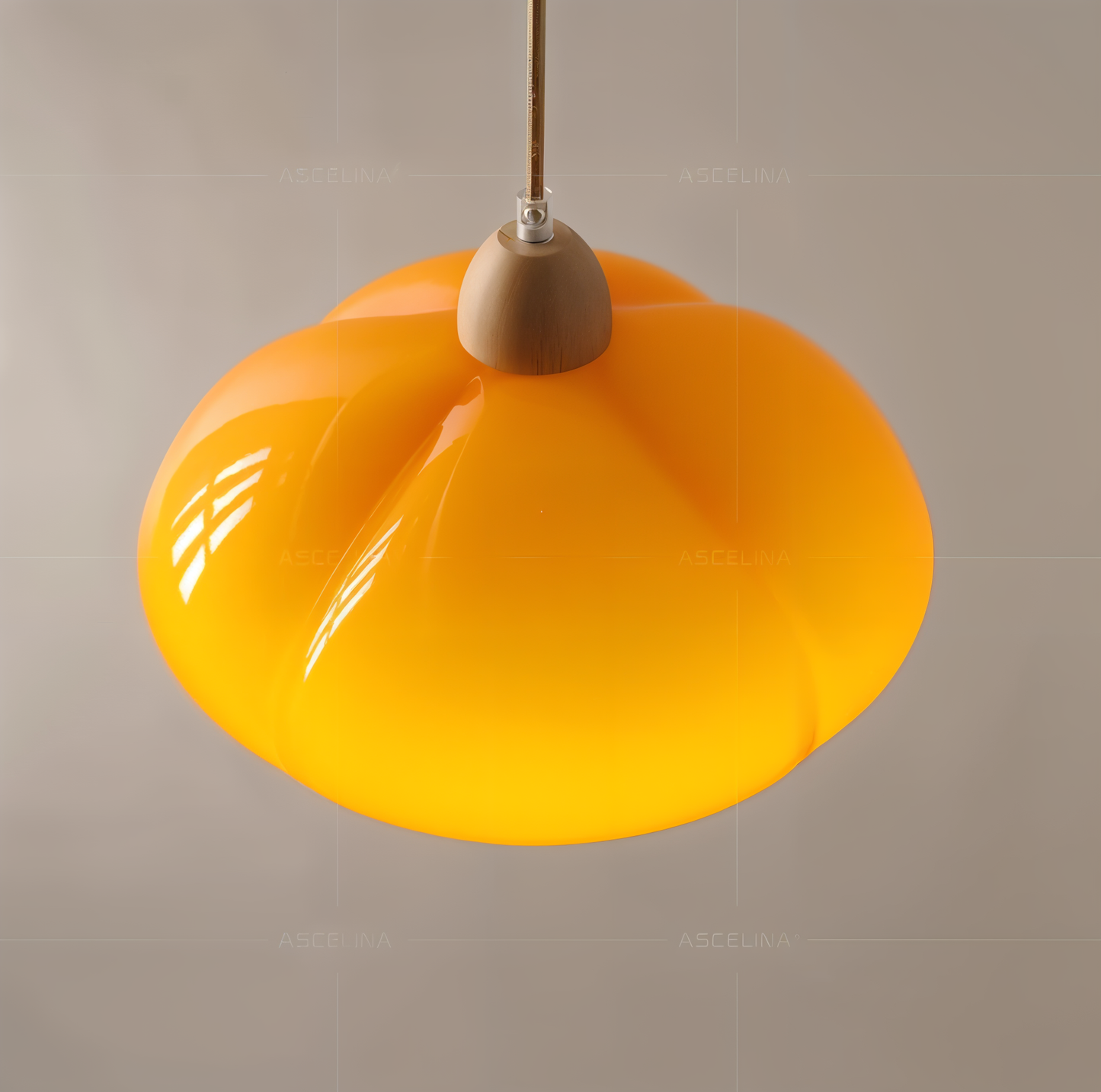 Gourmelle | Suspension Citrouille Rétro en Verre et Bois – Style Nordique Naturel