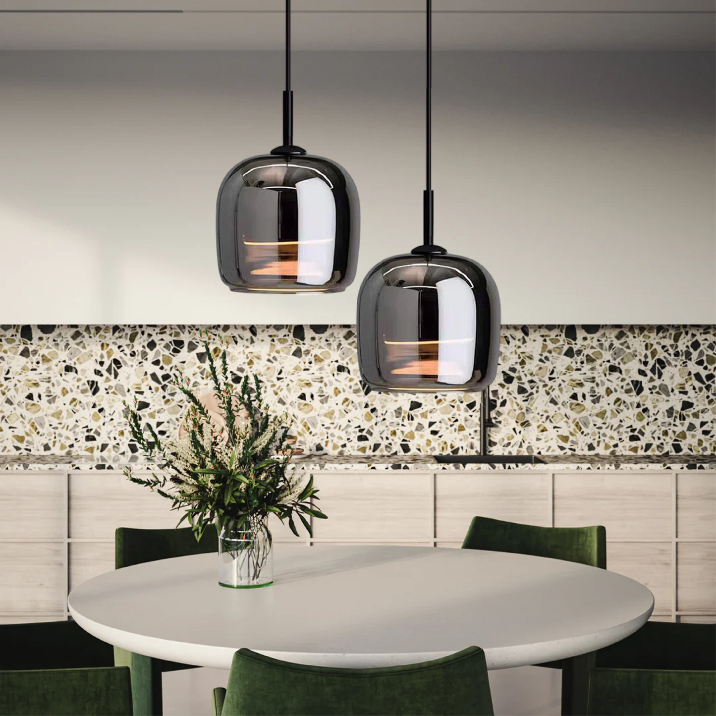 NoirNorse – Lampe Pendante Nordique en Verre Noir