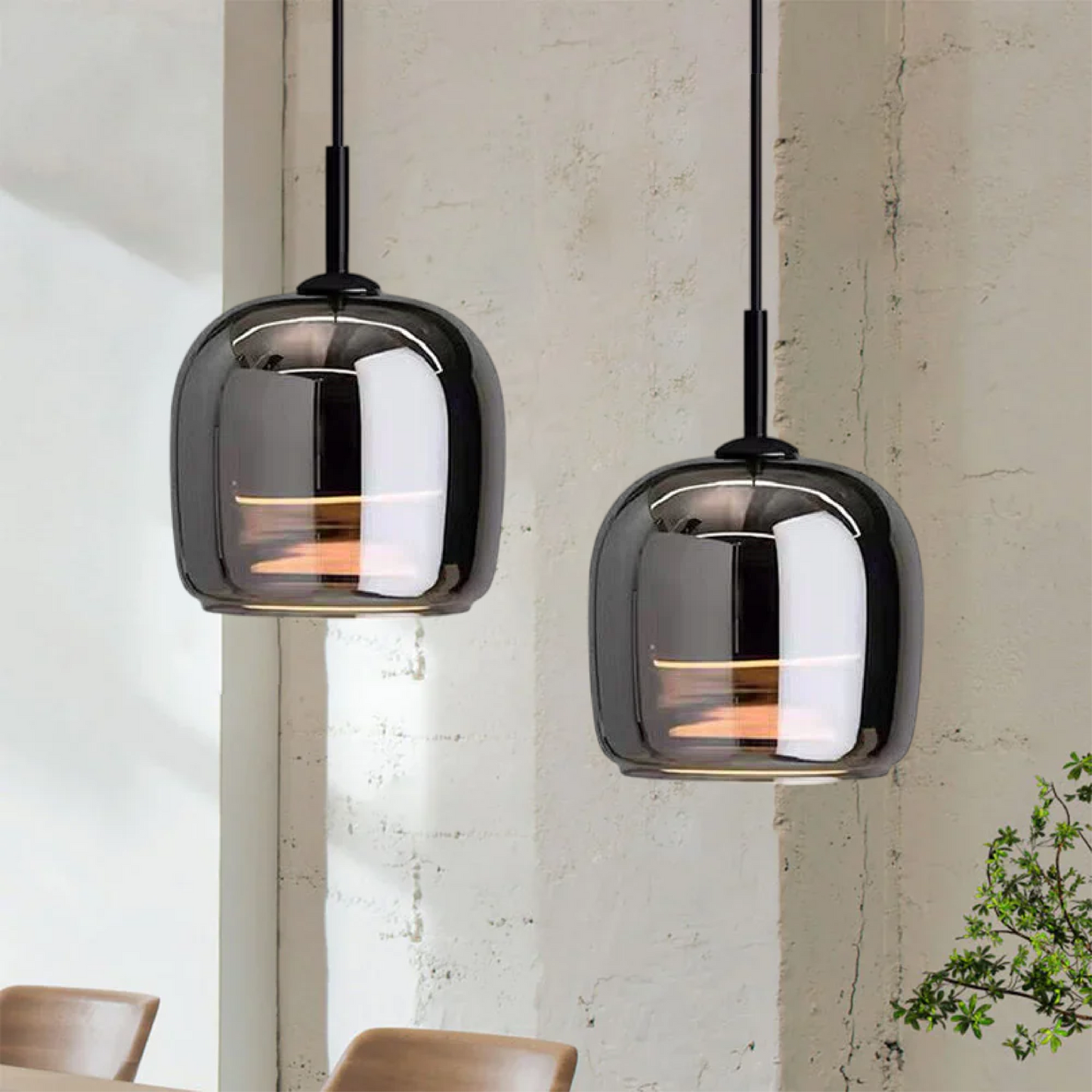 NoirNorse – Lampe Pendante Nordique en Verre Noir