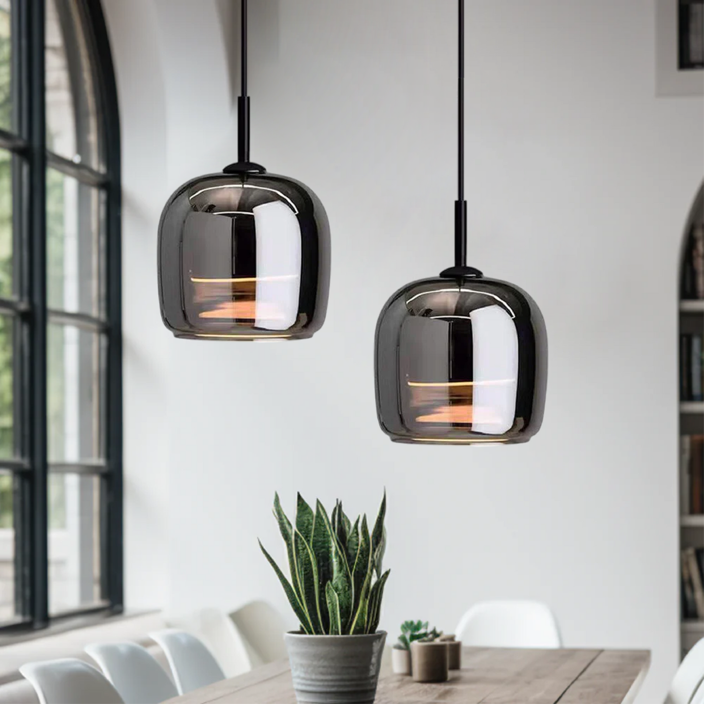 NoirNorse – Lampe Pendante Nordique en Verre Noir