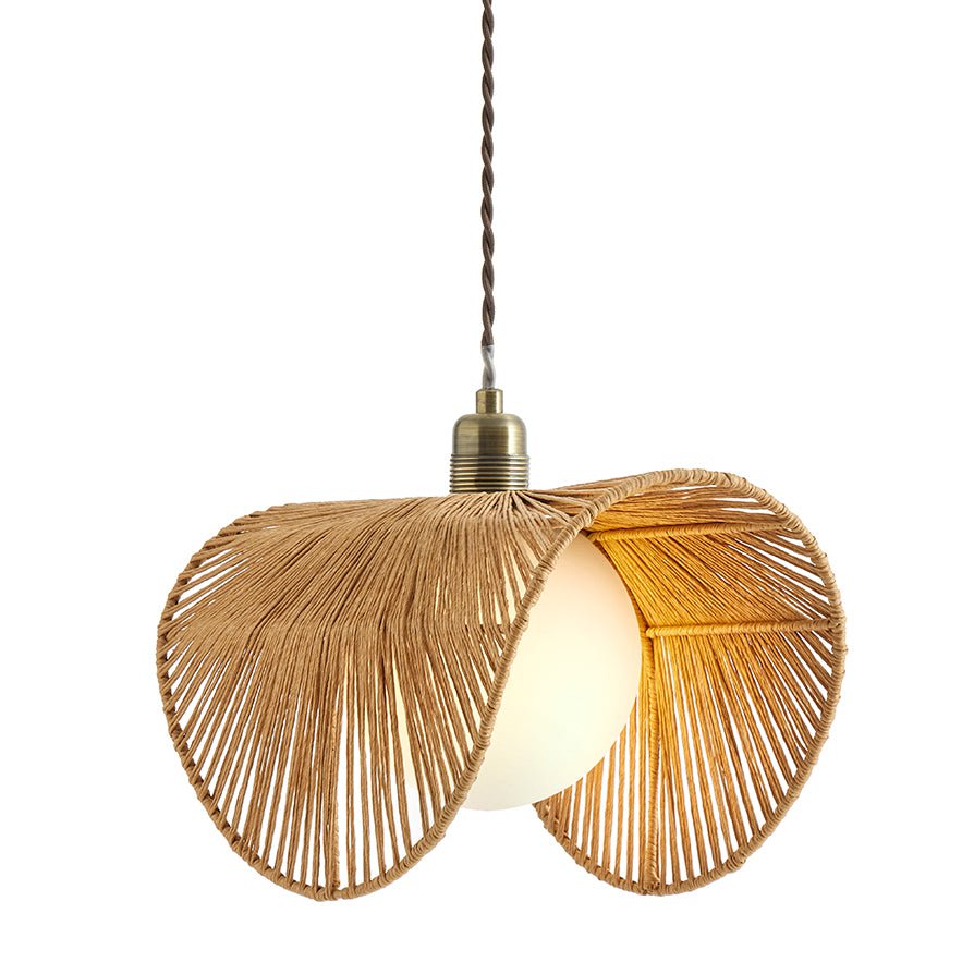 Alleen | Rieten en Glazen Plafondlamp met Gouden Afwerking