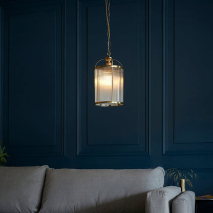 Rebel | Glazen Striated Hanglamp en Antiek Messing