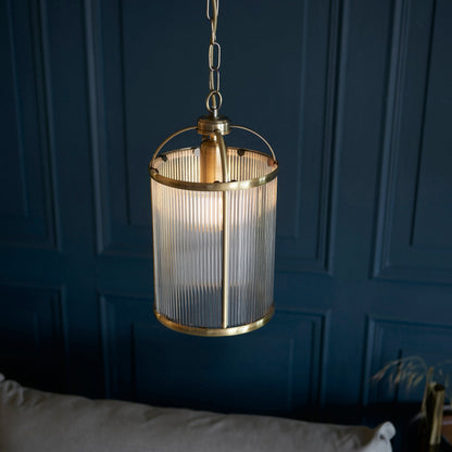 Rebel | Glazen Striated Hanglamp en Antiek Messing