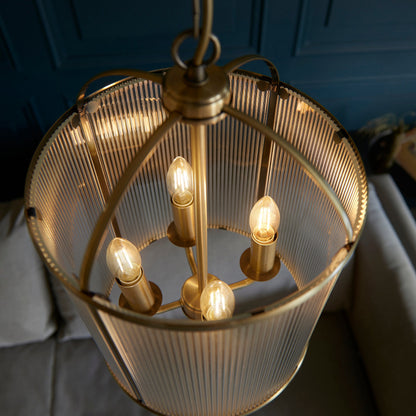 Rebel | Glazen Striated Hanglamp en Antiek Messing