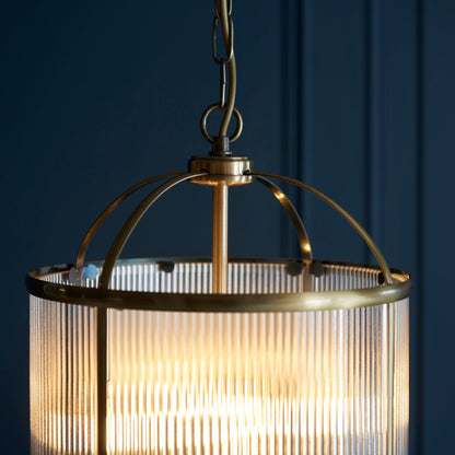Rebel | Glazen Striated Hanglamp en Antiek Messing