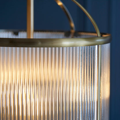 Rebel | Glazen Striated Hanglamp en Antiek Messing