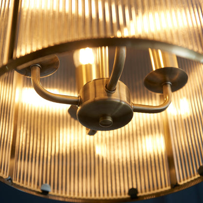 Rebel | Glazen Striated Hanglamp en Antiek Messing