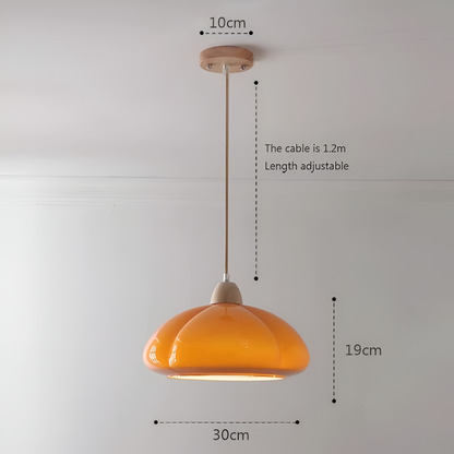 Gourmelle | Suspension Citrouille Rétro en Verre et Bois – Style Nordique Naturel