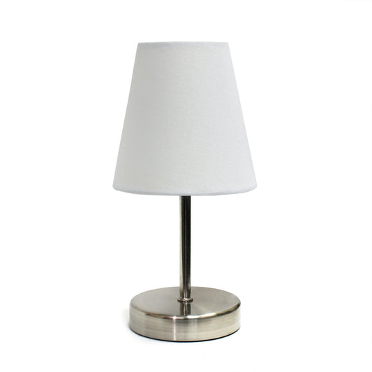 Lampe de Table Miniature en Nickel Sablé avec Abat-Jour