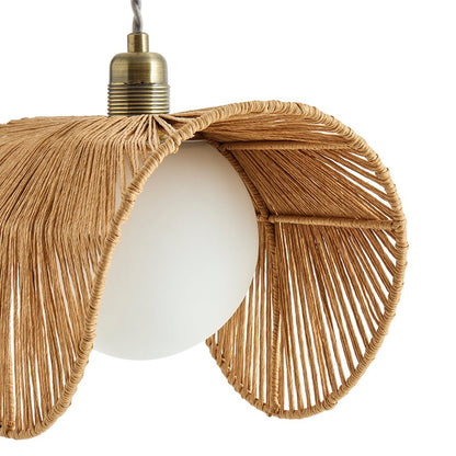 Alleen | Rieten en Glazen Plafondlamp met Gouden Afwerking