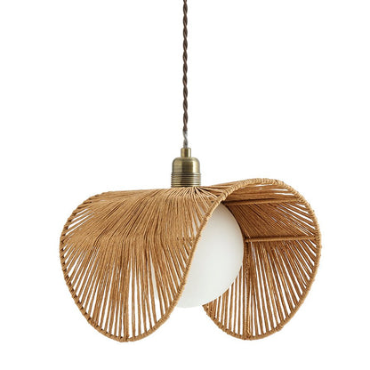 Alleen | Rieten en Glazen Plafondlamp met Gouden Afwerking